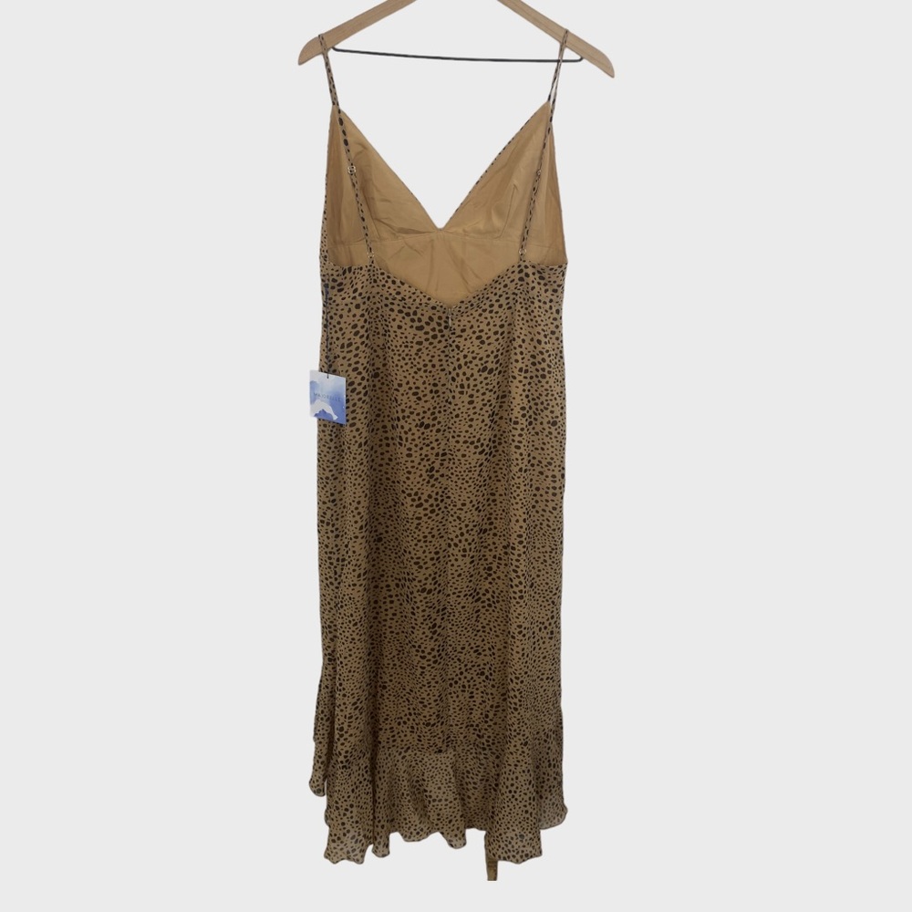 Majorelle Tan Animal Print Ruffle Hem Dress NWT Large - Picture 2 of 6